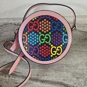 Limited Edition Gucci Pink Multicolor Round Crossbody Bag